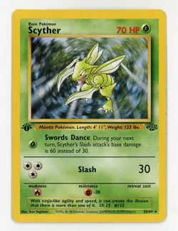 1st Edition Scyther - Pokemon 1999 Base Set #26 NM - Image 1
