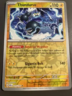 Pokemon TCG Thundurus SV03: Obsidian Flames 070/197 Reverse Holo Rare - Image 1