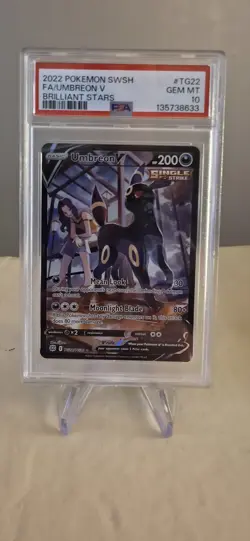 PSA 10 GEM MINT Pokemon Umbreon V Full Art Ultra Rare Brilliant Stars TG22/TG30 - Image 1