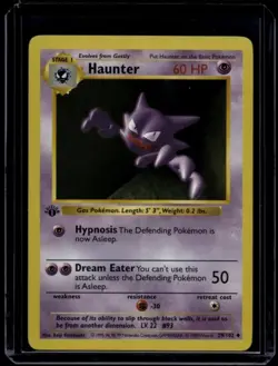 Pokemon TCG Haunter 29/102 Base Set Shadoowless 1st Edition LP - Image 1