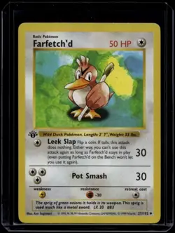 Pokemon TCG Farfetch'd 27/102 Base Set Shadowless 1st Edition LP - Image 1