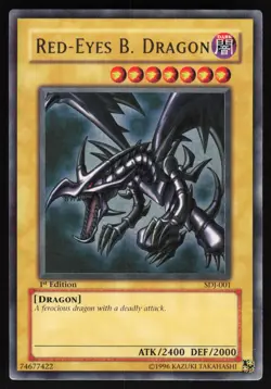 Yugioh! Red-Eyes B. Dragon SDJ-001 Ultra Rare VINTAGE 1st Ed VLP - Image 1