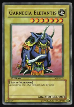 Yugioh! Garnecia Elefantis MRD-125 Super Rare VINTAGE 1st Ed NM - Image 1