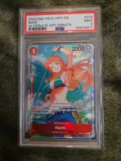 One Piece CCG Nami Manga Alternate Art OP01-016 PSA 9 Mint - Image 1