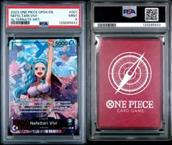 PSA 9 One Piece Card Game TCG Nefeltari Vivi OP04-001 Alt Art Leader Kingdoms - Image 3