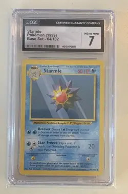 CGC 7 NEAR MINT STARMIE 64/102 Base Set 1999 Pokemon Card TCG ✨ Vintage ✨ - Image 1