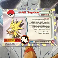 Zapdos #145 Topps Blue Logo Pokemon Card NM/LP - Image 2