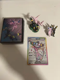 Espeon ex SVP175 Sv: Scarlet & Violet Promo Cards Holo W Figure Pin and Sleeves - Image 1
