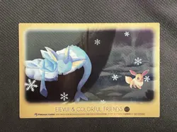 Vaporeon Glaceon Eevee Colorful friends Pokemon Center Japan Clear Card Promo - Image 1