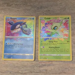 Pokemon TCG SWSH Amazing Rare Holo Kyogre & Celebi Cards Lot (2) - Image 1