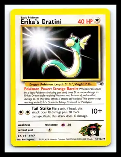 💥 Erika's Dratini # 42/132 Pokemon 2000 Gym Challenge Set Vintage Card WOTC - Image 1