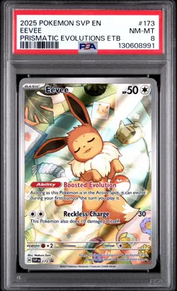 2025 POKEMON SVP EN-SV PRISMATIC EVOLUTIONS ETB PROMO #173 EEVEE PSA 8 - Image 2