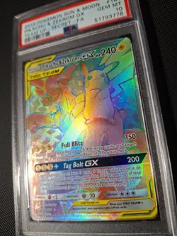 Pikachu & Zekrom GX Sun & Moon Team Up #184 Pokemon 2019 Holo Secret FA PSA 10 - Image 3