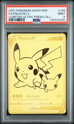 Pokemon Pikachu v Gold SWSH145 Premium Collection PSA 9 - Image 1