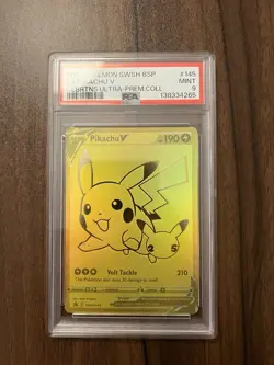 Pokemon Pikachu v Gold SWSH145 Premium Collection PSA 9 - Image 3