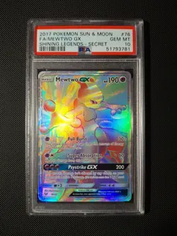 Mewtwo GX Sun & Moon Shining Legends #76 Pokemon 2017 Holo Secret PSA 10 - Image 1