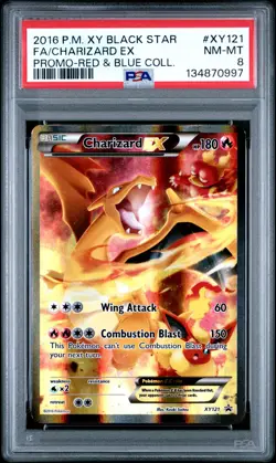 2016 POKEMON XY BLACK STAR PROMO RED & BLUE COLL FULL ART/CHARIZARD EX PSA 8 - Image 1