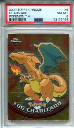 2000 Topps Chrome Pokemon Charizard T.V. PSA 8 #06 - Image 1