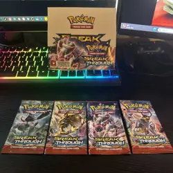2015 Pokemon BREAKThrough EMPTY Booster Box & EMPTY Booster Packs Art Set - Image 1