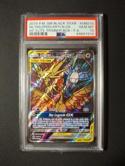 Moltres & Zapdos & Articuno GX Sun & Moon ETB Promo #SM210 Pokemon Holo PSA 10 - Image 1