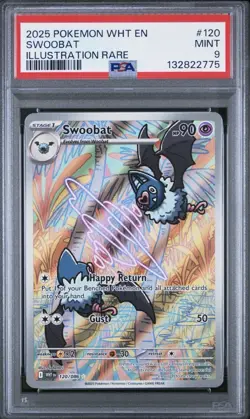 2025 POKEMON WHT EN-WHITE FLARE ILLUSTRATION RARE #120 SWOOBAT PSA 9 - Image 1