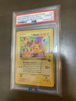 Birthday Pikachu Holo 2021 Pokemon Celebrations Black Star 24 PSA 10 GEM MINT - Image 1