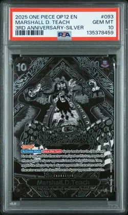2025 ONE PIECE OP12-LEGACY OF THE MASTER 3RD ANV-SILVER MARSHALL D. TEACH PSA 10 - Image 1