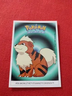 #58 Growlithe Fukano Caninos Dunkin Boomer 2000 Nintendo Card Pokemon TBE - Image 1