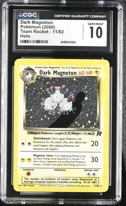 CGC 10 GEM MINT Dark Magneton 2000 Team Rocket 11/82 Holo Pokemon Card - Image 1