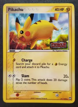 Pikachu Holo EX Power Keepers 57/108 STAMPED 2007 Pokemon TCG Card - Image 3
