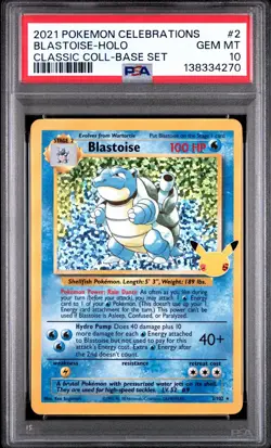 Pokemon TCG Blastoise Celebrations Classic Collection Card 2/102, PSA 10 - Image 1