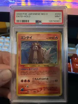Pokemon PSA 9 MINT 2000 Entei Japanese Neo Revelation Holo Card - Image 1