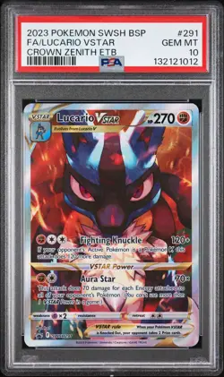 Pokemon TCG Lucario VSTAR SWSH291 PSA 10 Crown Zenith Black Star Promo Card - Image 1