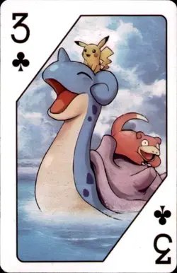 Pokemon 1000th Episode Playing Card Set Lapras Pikachu Slowpoke 3 of Clubs - Image 1