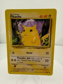 Pokemon Card Pikachu Base Set 58/102 Common Unlimited NM-Mint - Image 2