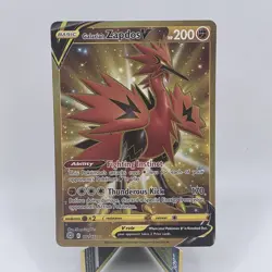 Pokemon Secret Rare Galarian Zapdos V 182/172 Swsh09: Brilliant Stars NM/MINT - Image 1