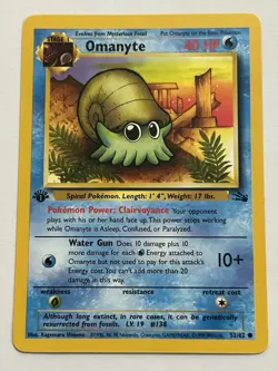 1999 Pokemon Fossil #52 Omanyte 1st Edition MINT High Grade - Image 1