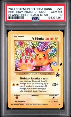 Pokemon Celebrations Pikachu Birthday Classic Collection PSA 10 - Image 1