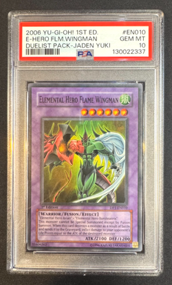 2006 YU-GI-OH! #EN010 Elemental Hero Flame Wingman Duelist Jaden Yuki PSA 10 - Image 1