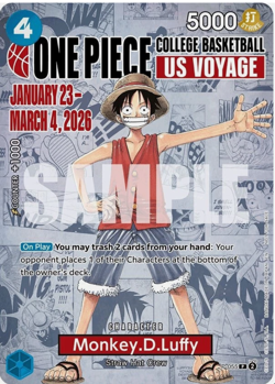🔥🏀One Piece Monkey.D.Luffy US College Basketball Promo Card PRESALE 1/23 🏀🔥 - Image 1