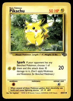 Pikachu 60/64 Pokemon Card Jungle Common 50 HP Lightly Played TB - Image 1