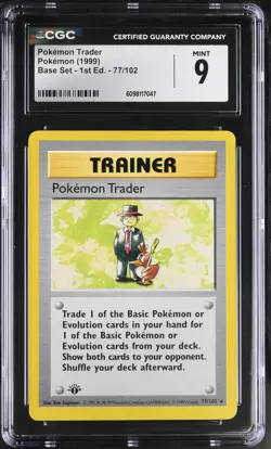 CGC 9 Pokemon Trader 1999 Base Set 1st Edition Shadowless 77/102 Pokemon Card - Image 1