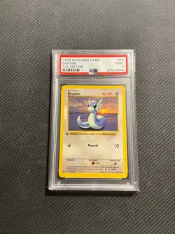 PSA 9 Dratini Pokemon Card 1st Edition Base Shadowless - Image 1