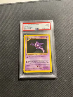 PSA 9 Haunter Pokemon Card 1st Edition Base Shadowless - Image 1