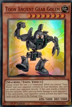 DRL2-EN022 TOON ANCIENT GEAR GOLEM SUPER RARE 1ST EDITION YuGiOh CARD - Image 1