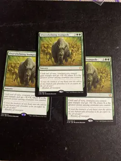 MTG - NM - 3 X Overwhelming Stampede - Commander 2019 - Image 1