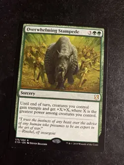 MTG - NM - 3 X Overwhelming Stampede - Commander 2019 - Image 2