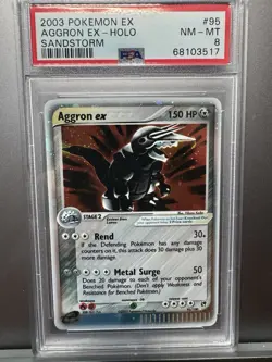 PSA 8 Aggron EX 95/100 Sandstorm Holo Pokemon E-Reader 2003 - Image 1
