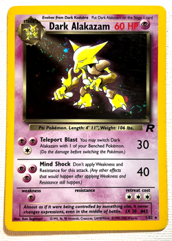 Pokemon TCG Dark Alakazam Team Rocket 1/82 Unlimited Holo Lightly Played - Image 1