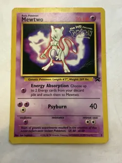 Pokemon Mewtwo 03/53 The First Movie Wotc Promo Kids WB Foil Stamp Card - Image 1